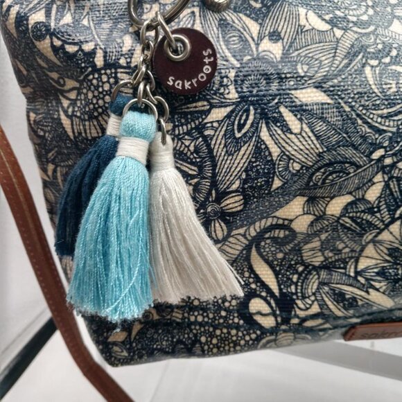 Sakroots City Satchel  Crossbody Blue/White - floral - Picture 2 of 10
